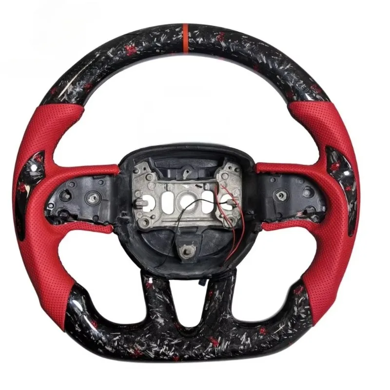 Custom Red Heated Carbon Fiber Car LED Steering Wheel for Dodge Charger Challenger SRT 2014-2018 2019 2020 2021 2022 No airbag