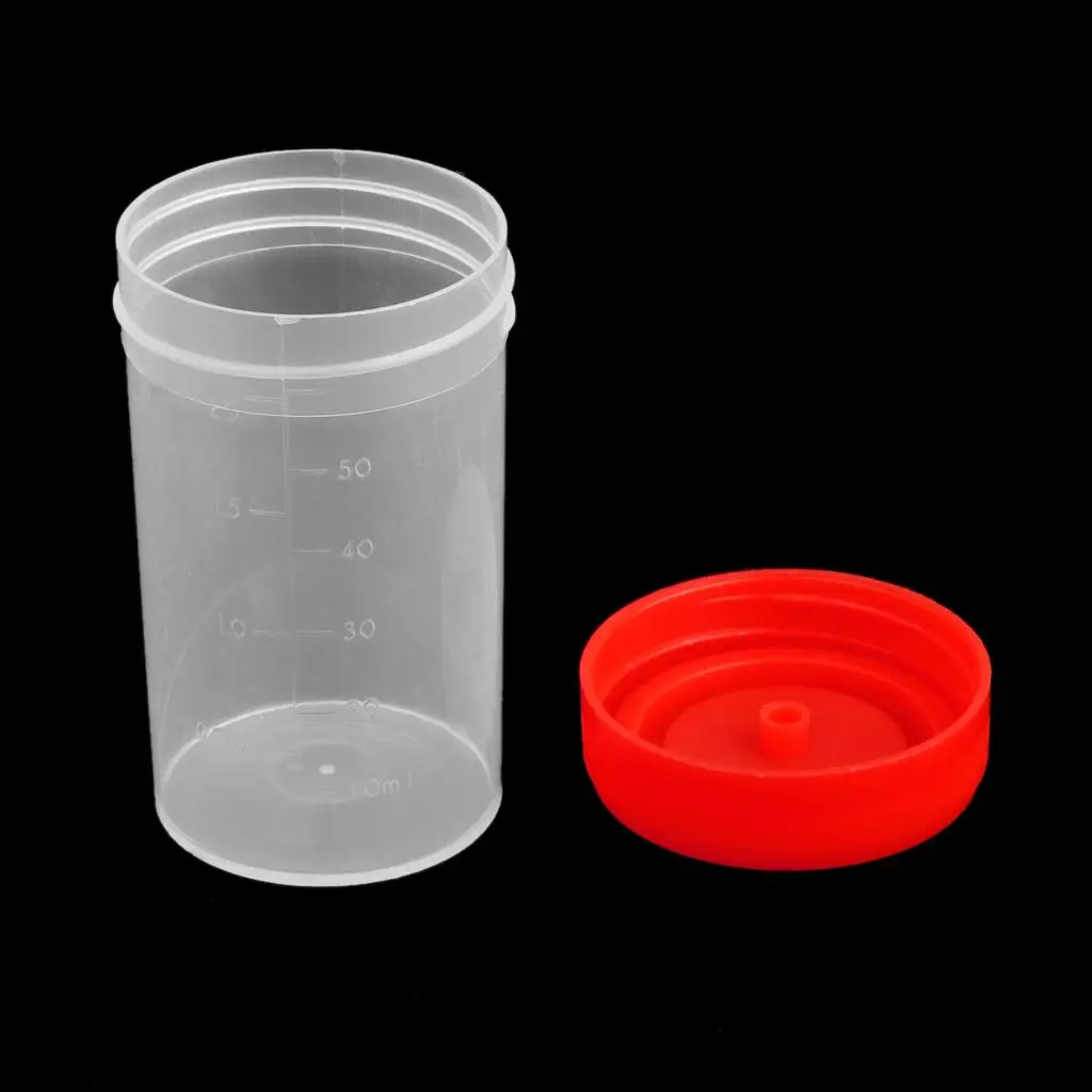 Laboratory Plastic Graduated Specimen Cup Easy Read Markings Sterile Container Transparent 2.0oz for Sample Collection