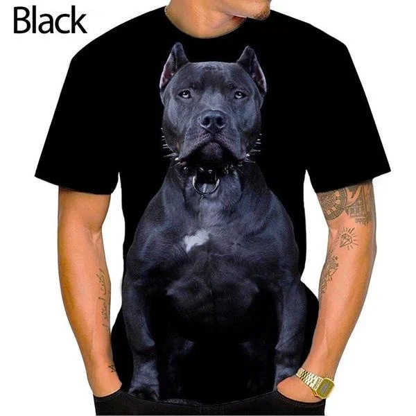 2023 Newest American Bully Pitbull 3D T-shirt Summer Personality Unisex Hip-hop Fun Bully Dog Printing T-shirt