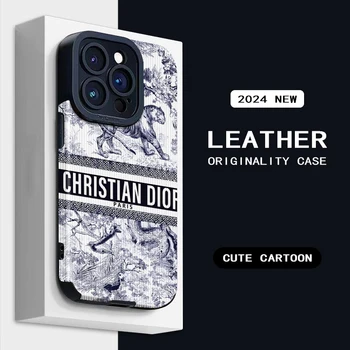 아이폰 11 7 플러스 13 15promax15plus 12 14pro 7 XR 12pro 용 블루 랜드스케이프 패턴 케이스, 가죽 질감 낙하 방지 소프트 케이스