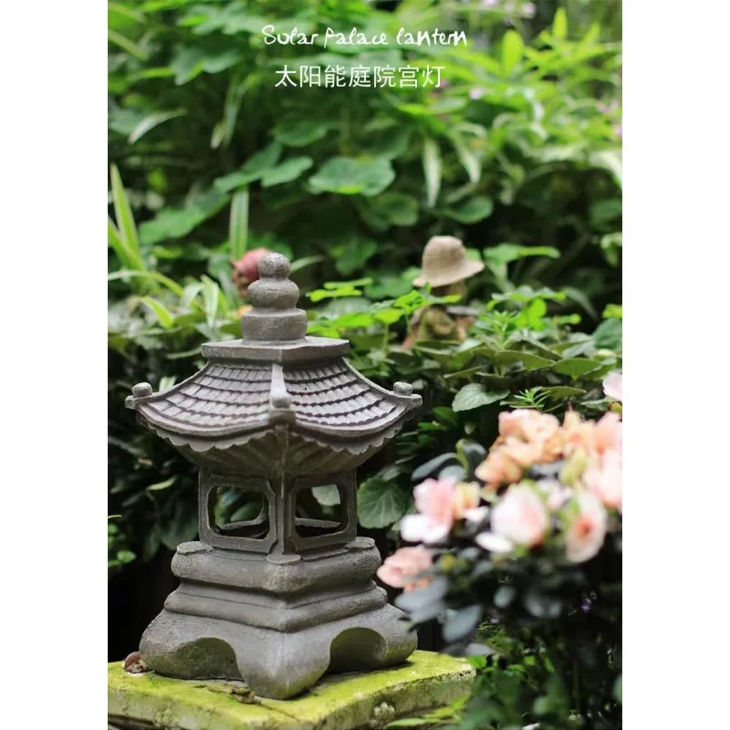 

Солнечная китайская каменная башня, дворцовая лампа, украшение в стиле дзен, ремесленный орнамент, шестиугольный павильон, двор, сад B & B