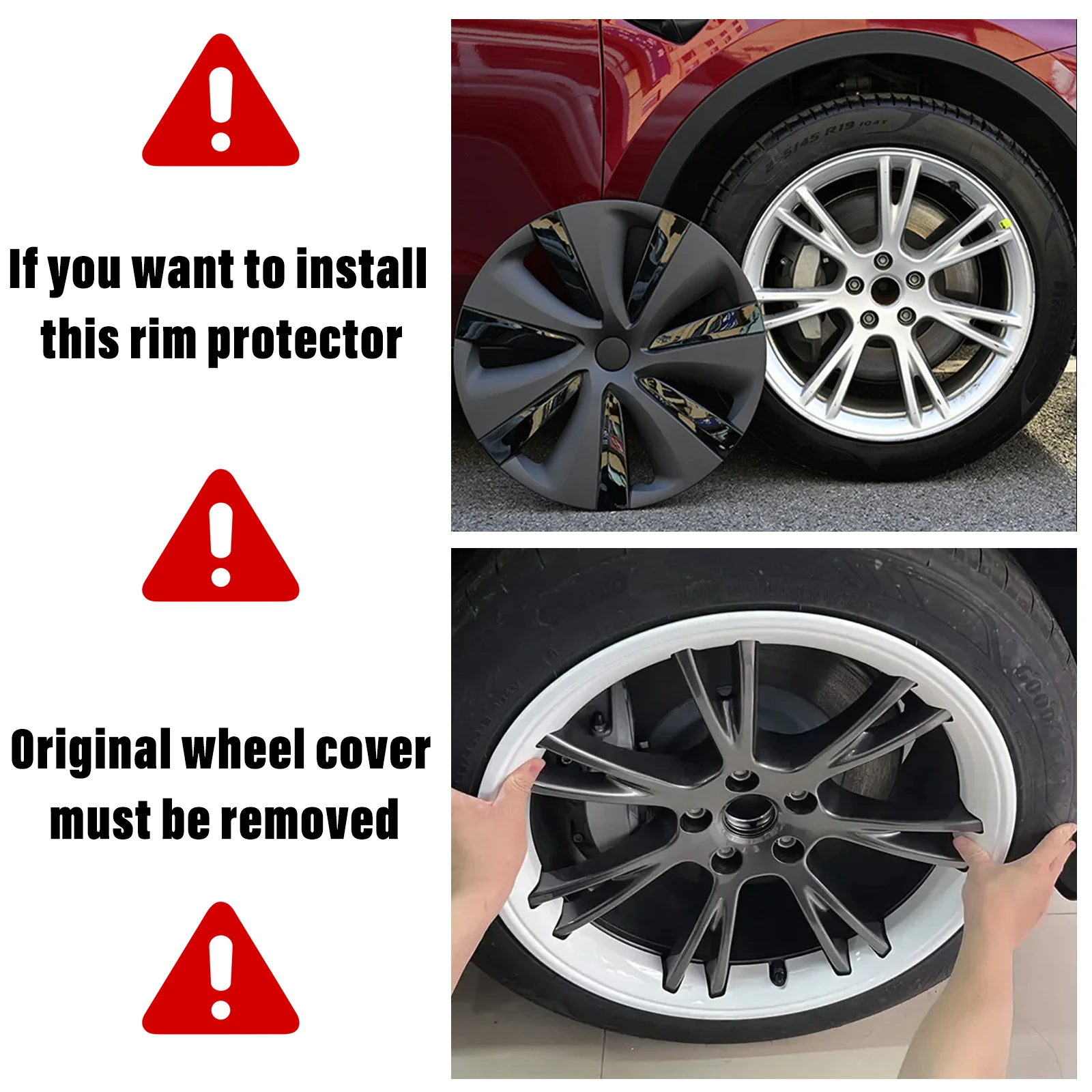 Design for Tesla Model Y 2020-2024 Wheel Protector for Car Rim Protector 19 inch for Wheel Cover ABS Rim Hubcaps Protection