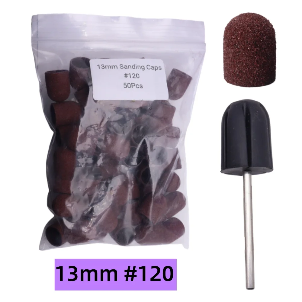 50 Stück Schleifkappen mit Dorn – Nagelbohrer-Hülsen-Set für Maniküre, Pediküre und Hornhaut