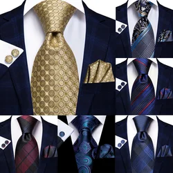 Hi-Tie 2024 New Luxury Brand Ties For Men Golden Dot Elegant Mens Ties Gentlemen Business Necktie Handky Cufflinks Designer