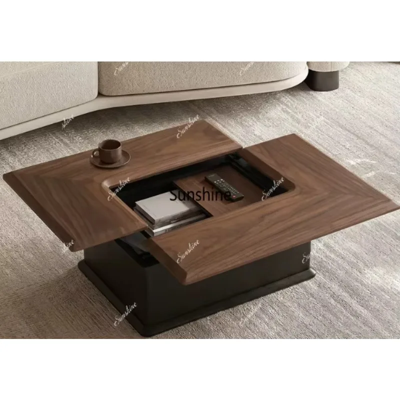 F Medieval light luxury high-end walnut color deformed square storage coffee table