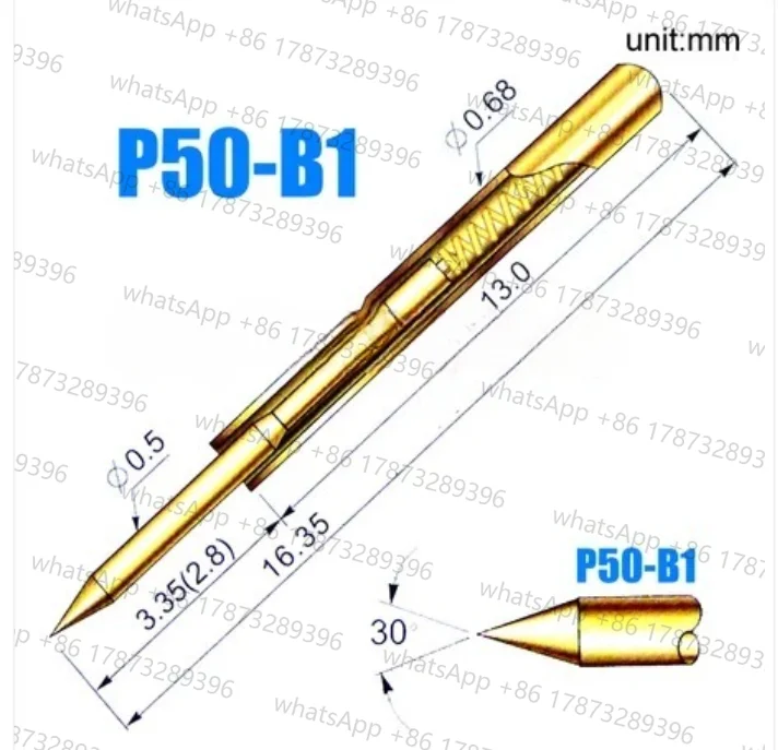 Probe P50-B1/PA50-B1 P50 Pointed Test Pin PCB Circuit Board Spring Top Pin Conductive Pin