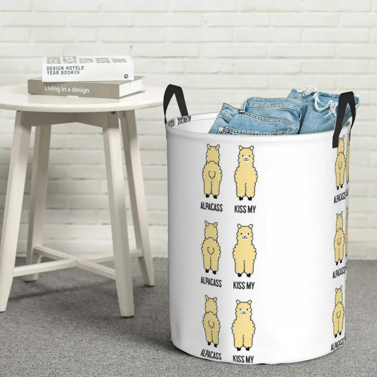 Laundry Collector 2-Sided Kiss My Alpacass Funny Alpaca Llama Folding Laundry Basket Children Washing Basket Home Organizer