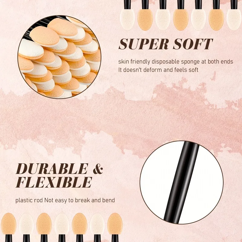 Gran oferta, 100 Uds., esponja de doble punta, cepillo para polvo para decoración de uñas, cepillo multifuncional para sombra de ojos, herramienta de manicura de maquillaje portátil