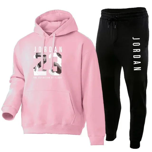 New spring and autumn men's and women's casual hoodie + sweatpants two-piece outdoor training men's pullover sweatshirt set