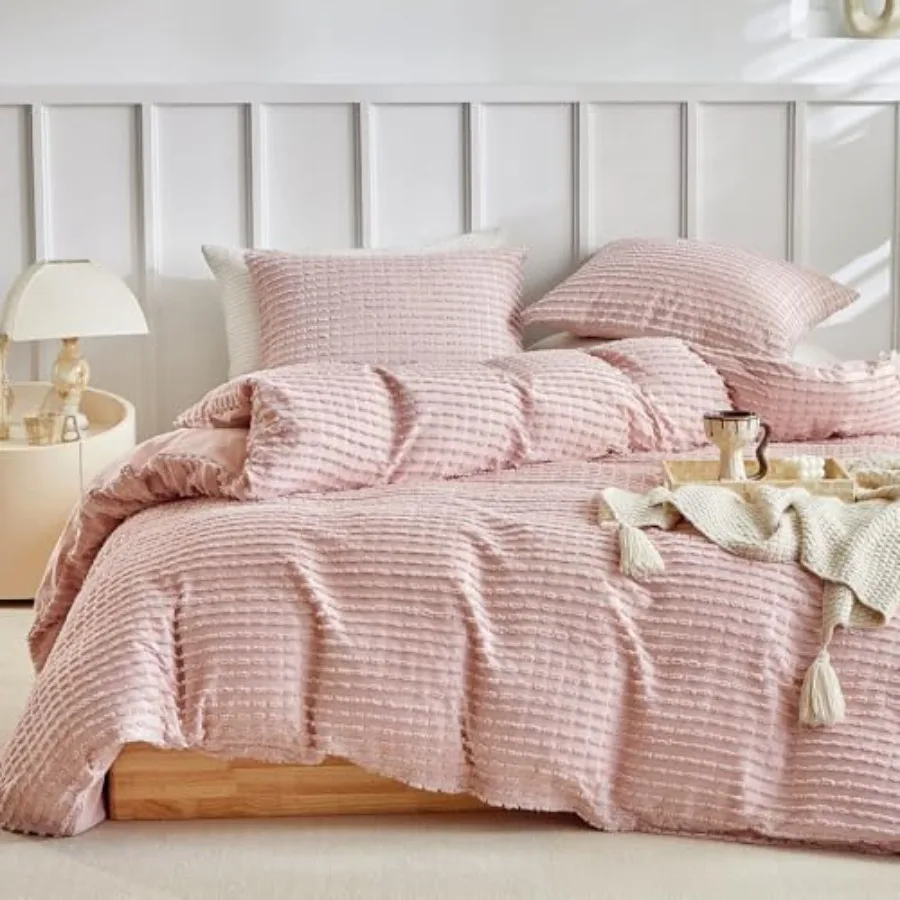 

Комплект постельного белья в стиле бохо: пододеяльник в полоску, микрофибра, 3 предмета, ультрамягкий, дышащий, легкий, с текстурой тафтинга