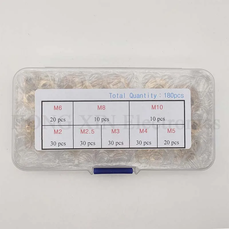 180Pcs Messing Flache Scheibe Sortiment Set mit Box M2/M2.5/M3/M4/M5/M6/M8/M10 Metall Scheiben
