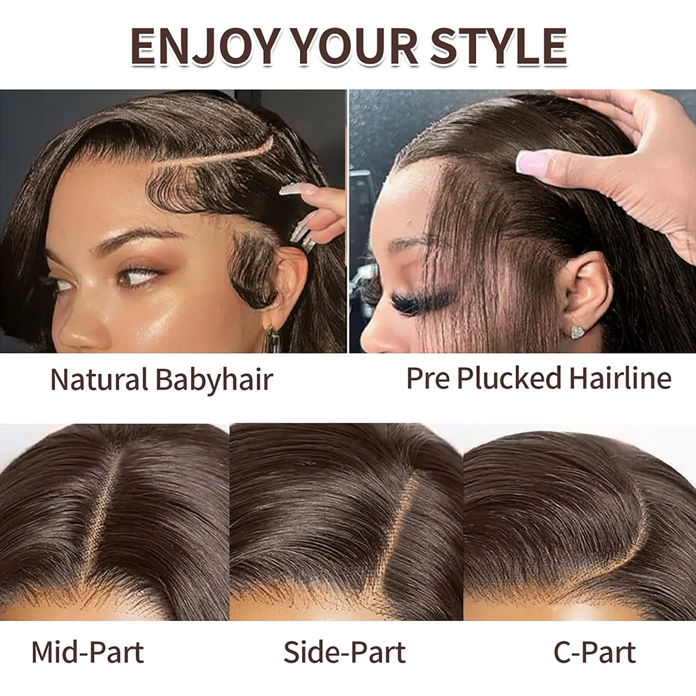 الشوكولاته براون مستقيم الدانتيل الجبهة خصلات الشعر المستعار الإنسان 13x6 الدانتيل الشفاف أمامي باروكة من شعر طبيعي قبل قطعها شعر مستعار بني اللون