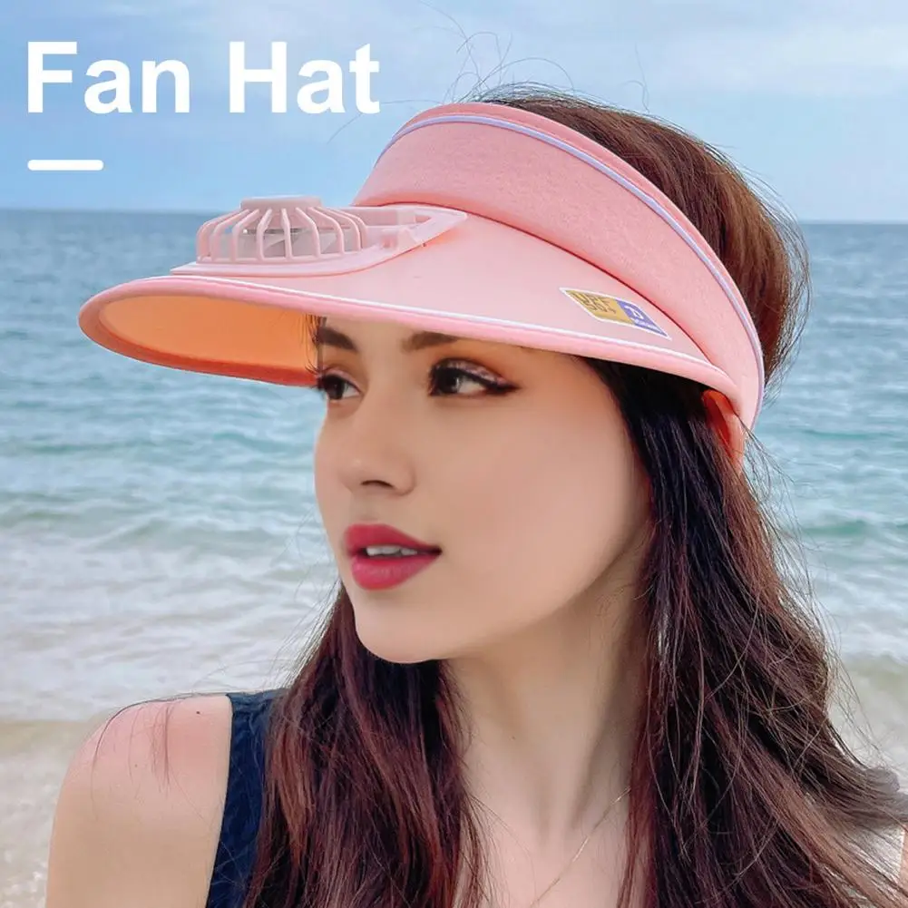 Women Summer Hat With 3 Gear Adjustment Headband Fan Anti UV Wide Brim Gardening Hat Rope Sun Travel Sun Cap 팬 캡