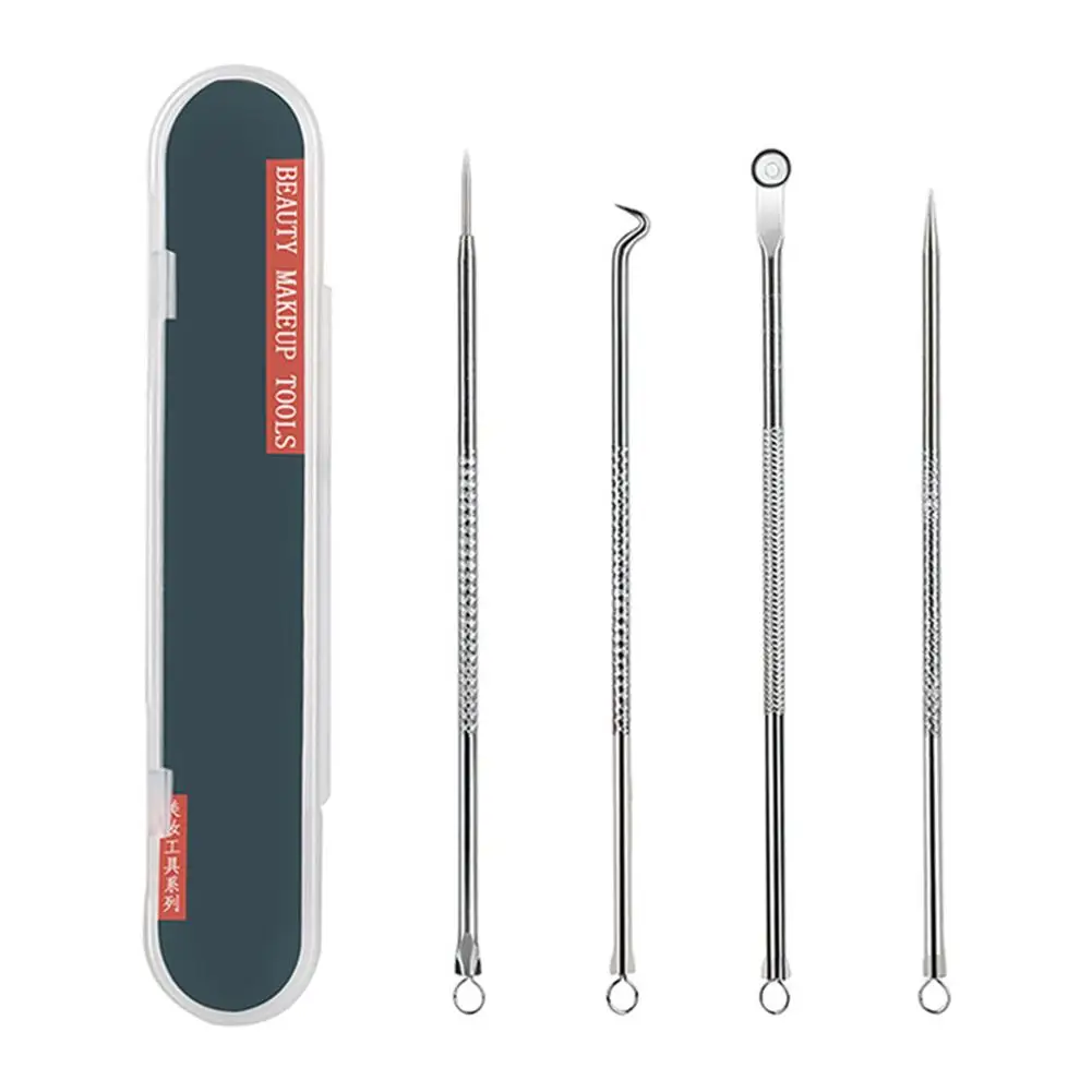 Blackhead Acne Remover 4pcs Comedone Black Head Blemish Skin Cleansing Needle Care Pimple Removal Pore Beauty Cleanser Face H5Y0