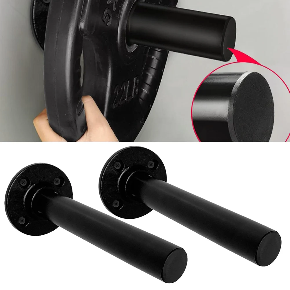 For Home Gym Weight Plate Storage Rack 2x Wall Mount with Steel Rod for Barbell Plate Organization and Space Saving