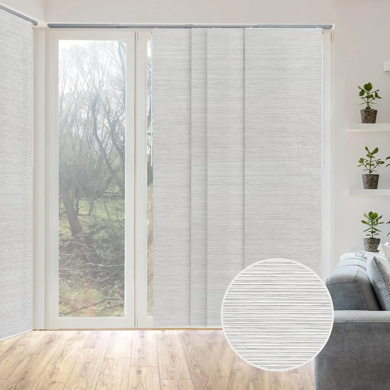 Panel Track Blinds, Marble | Adjustable Vertical Blinds for Patio Doors, Extendable Track 45.8