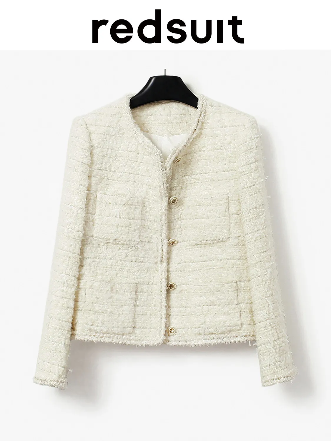 New Advanced three-dimensional floral yarn coarse woolen four pocket jacket looks slimmer Custom Size