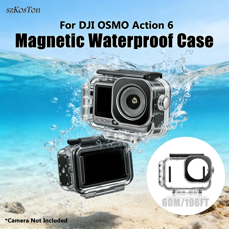 Magnetic Waterproof Case for DJI OSMO Action 6 Waterproof Ho