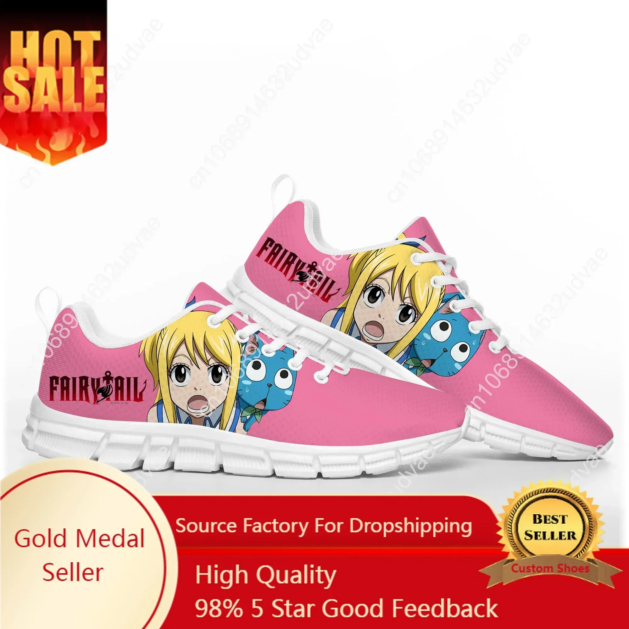 

Lucy Heartfilia Anime F-Fairy T-Tail Sports Shoes Mens Womens Teenager Children White Sneakers Custom High Quality Couple Shoe