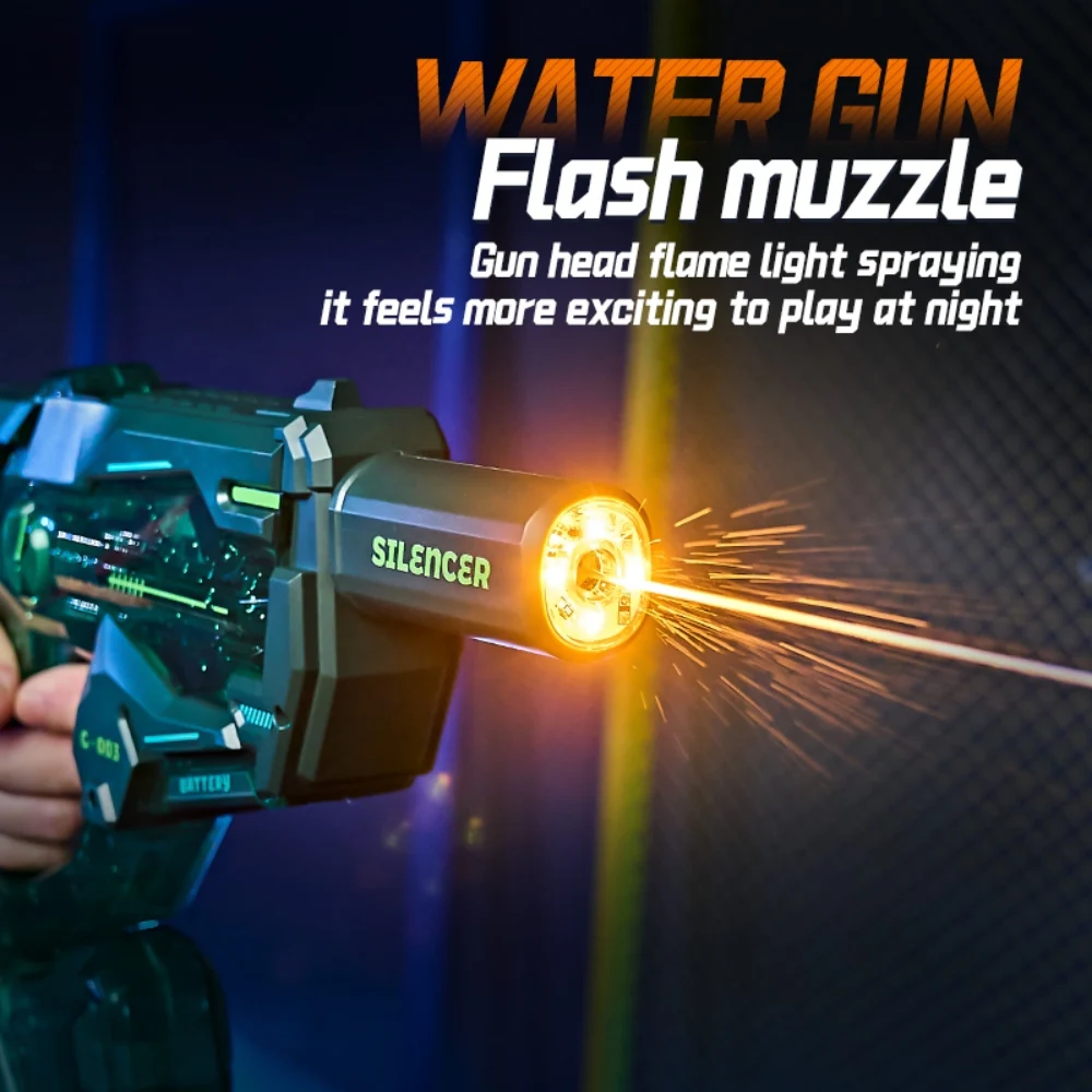 مسدس مياه كهربائي للأطفال مع ضوء حثي Led سعة كبيرة مسدس بخ أوتوماتيكي للصيف في الهواء الطلق ألعاب معركة المياه على الشاطئ #5