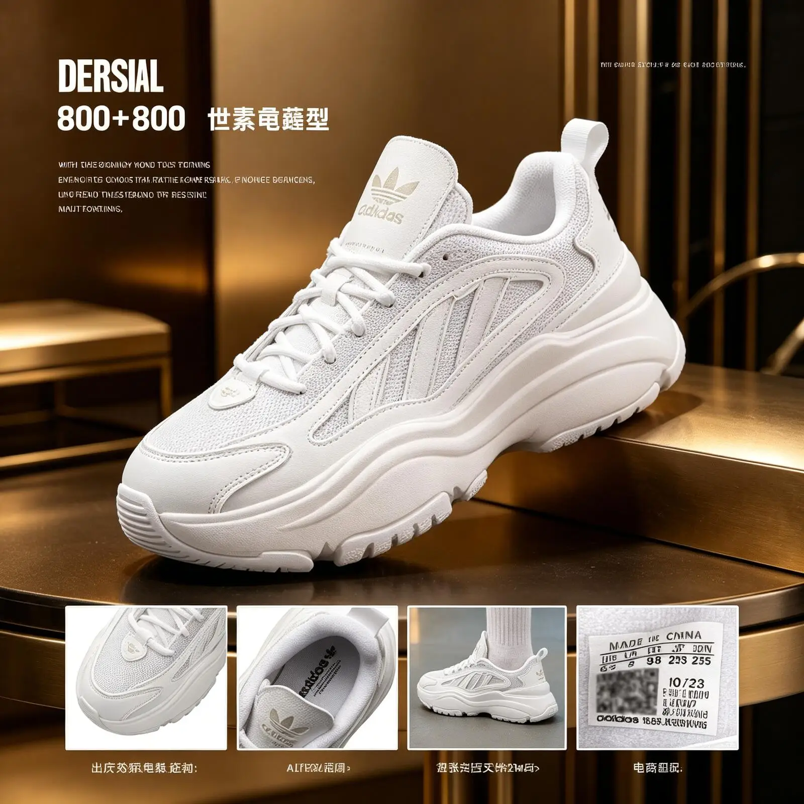Adidas Originals Women All White Chunky Dad Sneakers Thick Platform Cushion Casual Walking Shoes IG6047