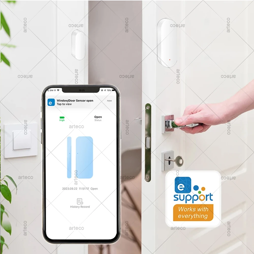 Ewelink ZigBee Sensore per porte e finestre Sensore di ingresso Sensore per porte antifurto Allarme domestico intelligente Protezione di sicurezza Funziona con Zigbee Gateway