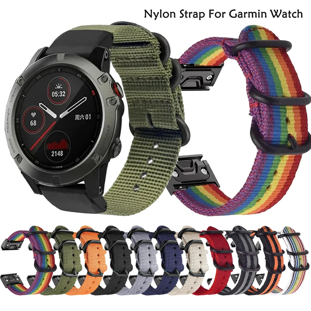 22mm 26mm Canvas Nylon Strap for Garmin Fenix 7 6X 6S Quick Fit Sport Watchband for Garmin Band 22mm 26mm Bracelet Accessories