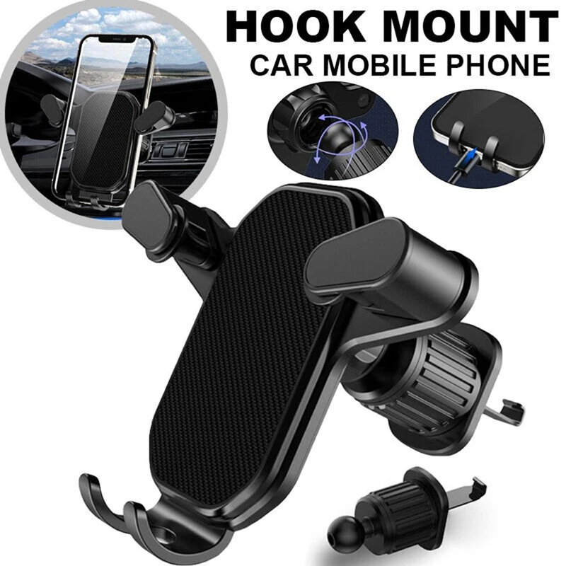 Upgraded Hook Gravity Car Phone Holder Anti Shake Car Air Vent Phone Mount 360Degree Rotation Stable Cellphone Naigation Support