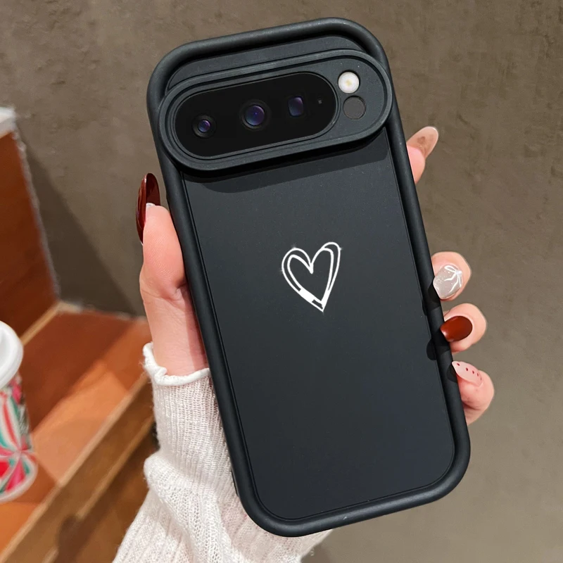 حافظة بسيطة بنمط الحب لهاتف جوجل بيكسل 10 9 8 7 Pro 9A 8A 7A Pixel 9 10 Pro XL حافظة هاتف بلون سادة مقاومة للصدمات #3