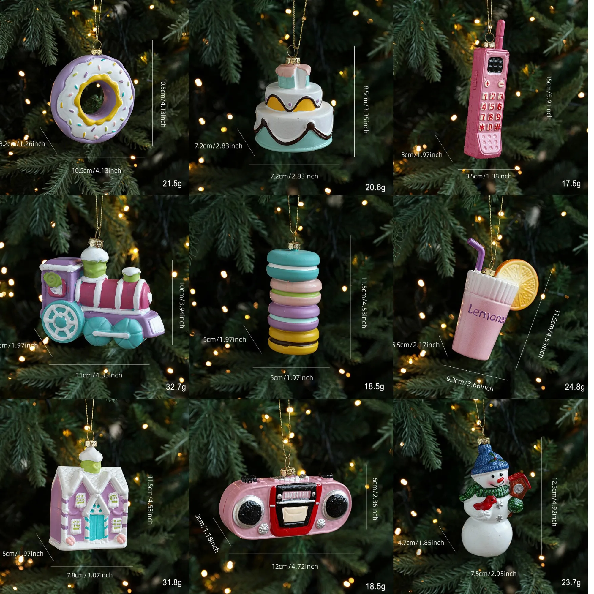 Christmas Macaron Ice Cream Donut Shape Snowman Ball Ornament Xmas Tree Hanging Pendants Home Party Navidad Christmas Decor 2026