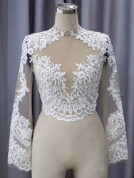 Long Sleeve Wedding Jacket Lace Appliques Bridal Top Bridal Coat Shawl Bride Jackets Customized