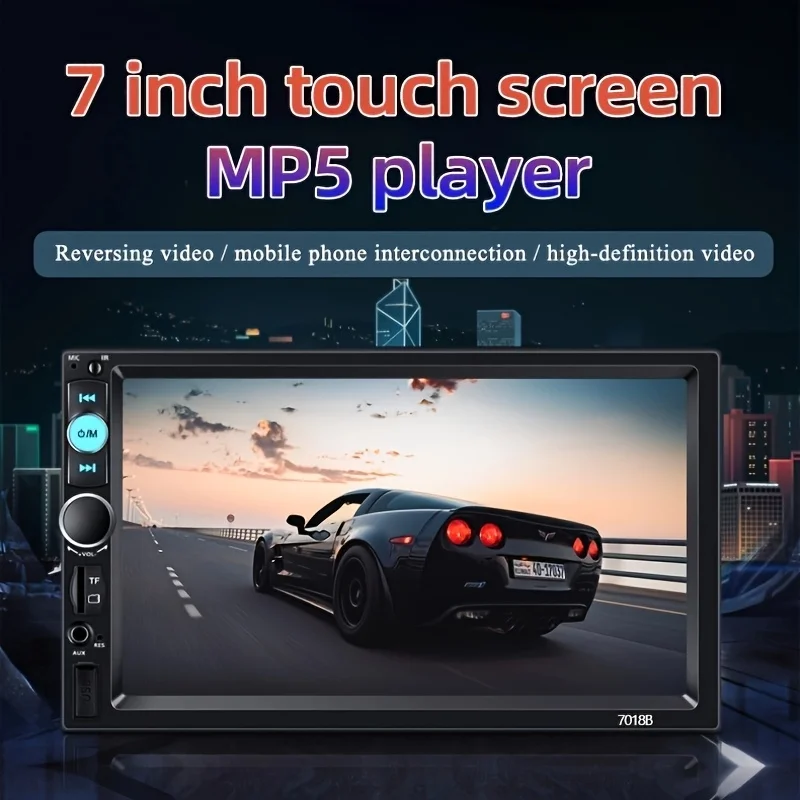 7-inch Touchscreen Car MP5 Player, 2Din Stereo Radio with HD Display, Multimedia Control Unit, 4 Playback Modes, Mirror Linking