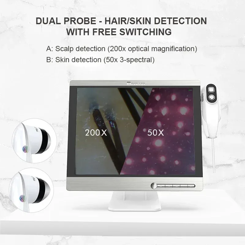 

15 inch HD Professional Hair Follicles Scalp Detector Digital Skin Analyzer Microscope Tool High Definition Skin Tester 50/200X