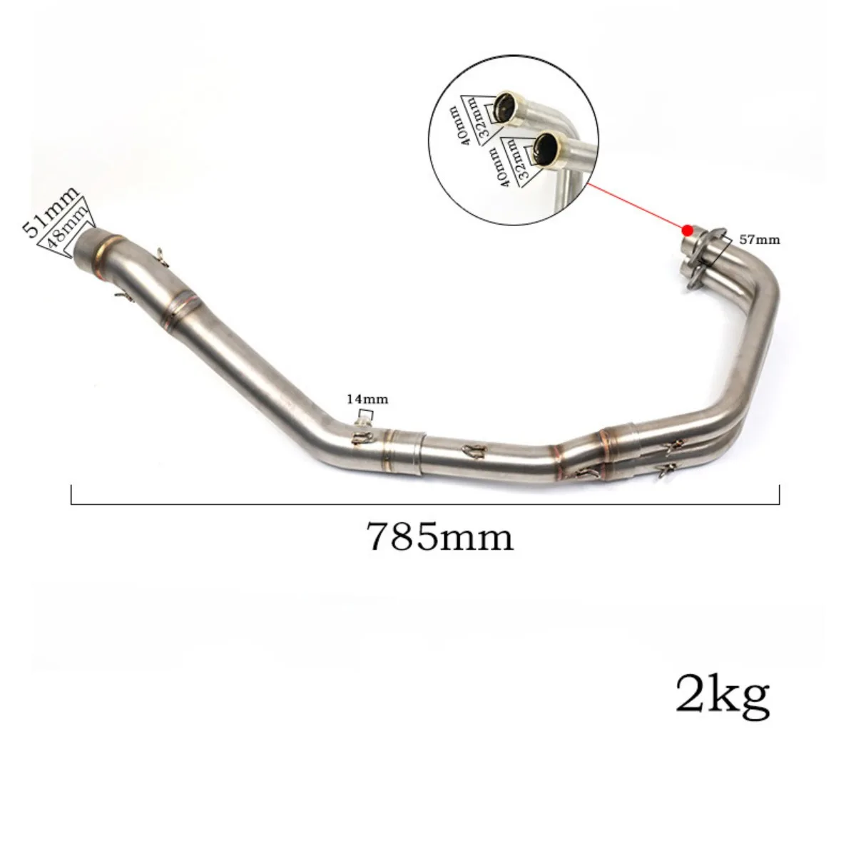 Stainless Steel Front Exhaust Pipe for YZF R3 R25 MT03 Motorcycle YMH R3 R25