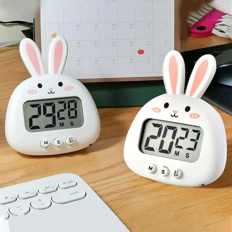 Digital Timer Funny Rabbit Shape LCD Digital Countdown Timer Magnetic Desk Timer Electronic Kitchen Timer For Cooking Baking