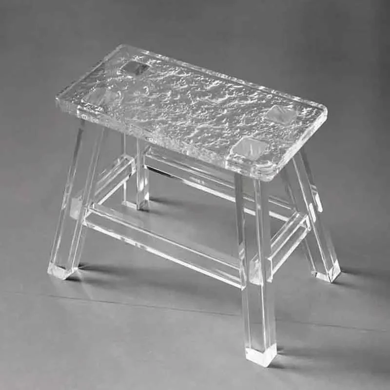 Nordic Furniture,Stone Patterned Acrylic Stool,Transparent Shoe Changing Stool,Creative Footstool,Leisure Seat Chair,Customized