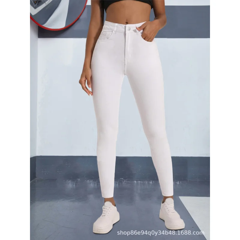 Cross-Border European and American White Denim Skinny Pants All-Matching Stretch Pencil PantsTEMUAmazonSHEINSpot Foreign Trade