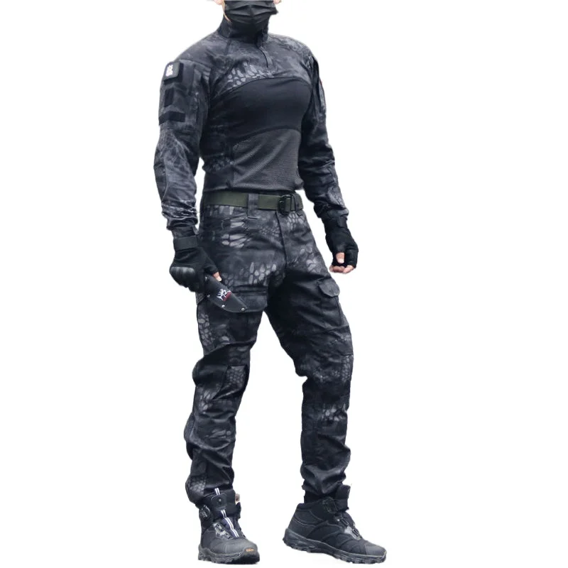 Tactical Suits Combat Shirts Uniform Swat Tshirt Outfit Tatico Tops Airsoft Multicam Camo Hunting Pants Gift belt and knee pads