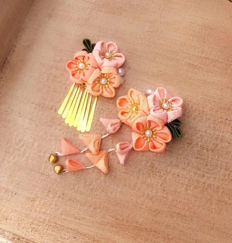 

Kimono Hair Accessories Silk Flower Hair Clips Cherry Blossom Edge Clips Japanese Style Yukata Headdress