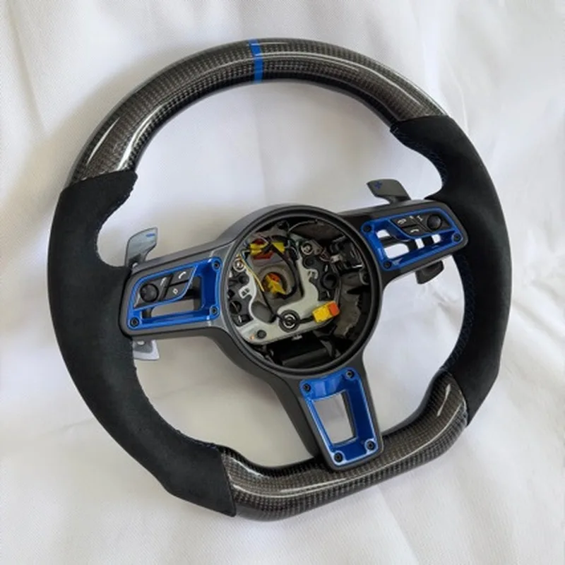 For Porsche 718 Cayenne 15‑23 3.0T Modified Premium Full Leather Steering Wheel Assembly With Horn Shell