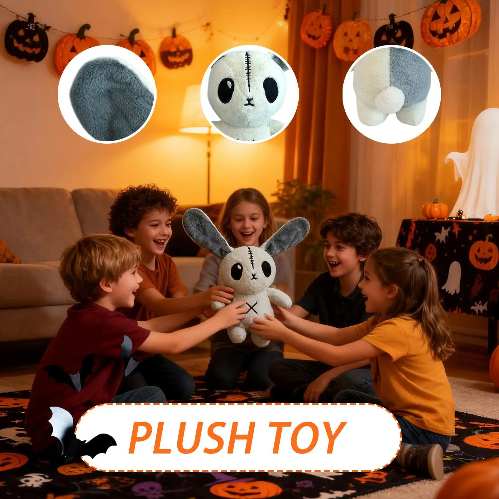 Bunny knuffeldier decoratieve kussens Goth konijn pluche Halloween gevuld voor kantoor reizen vakantie volwassenen kinderen meisjes