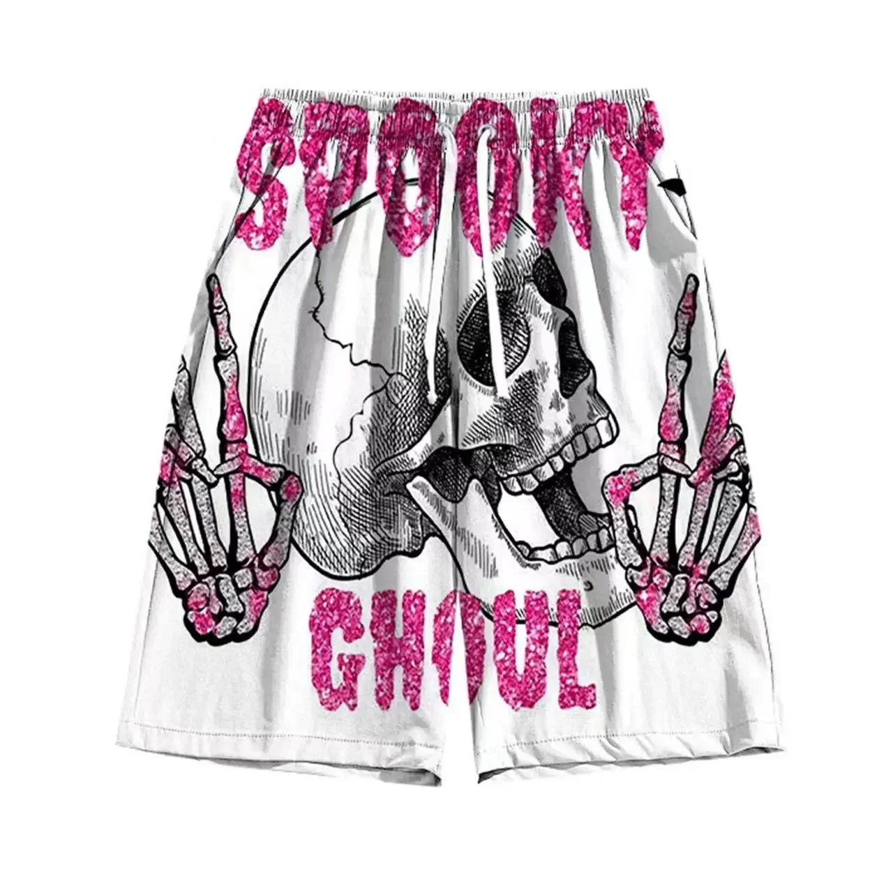 Men's Summer Skeleton Hand Element Print Quick Drying Shorts Men Summer Fashion Sports Breathable Shorts Trend Comfortable