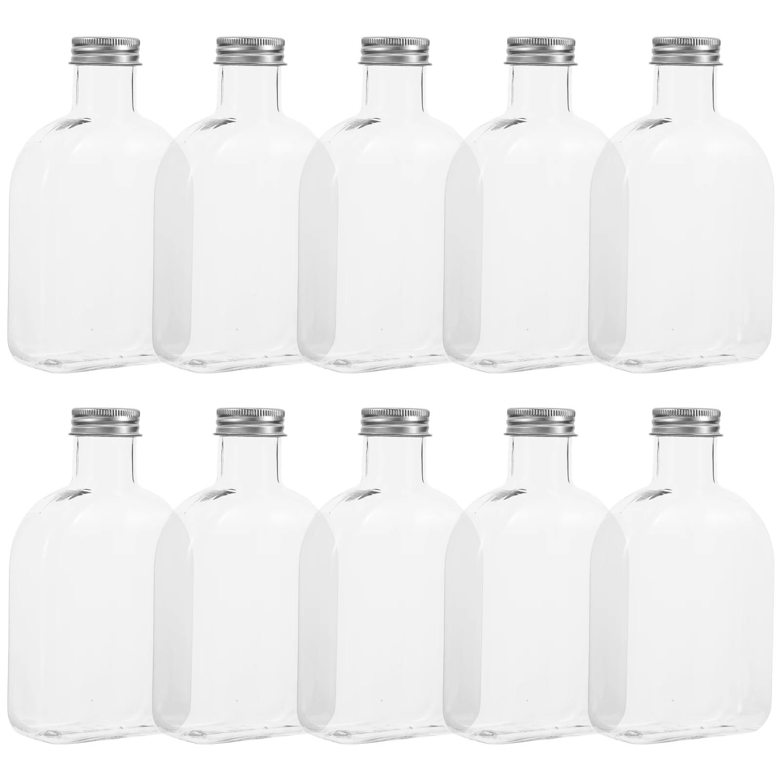 

15pcs Cold Drink Bottles 350ml Food Grade Plastic Flat Juice Beverage Containers Travel Office Clear Disposable Party