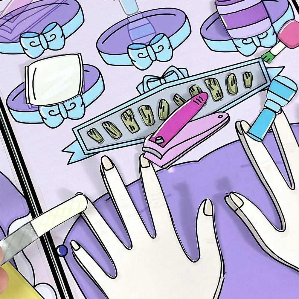 3d gorro livro material pacote waffle amassar livro silencioso caseiro montessori loja de unhas livro silencioso artesanal adesivo livro diy