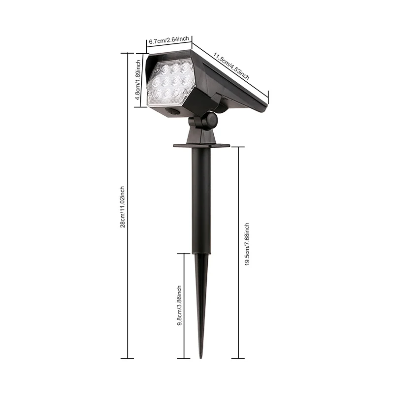 Pop 10 LEDs Solar Spotlight Outdoor, 180° Adjustable Waterproof & Anti - Aging Ground/Wall Mount, For Garden Yard Landscape Ligh