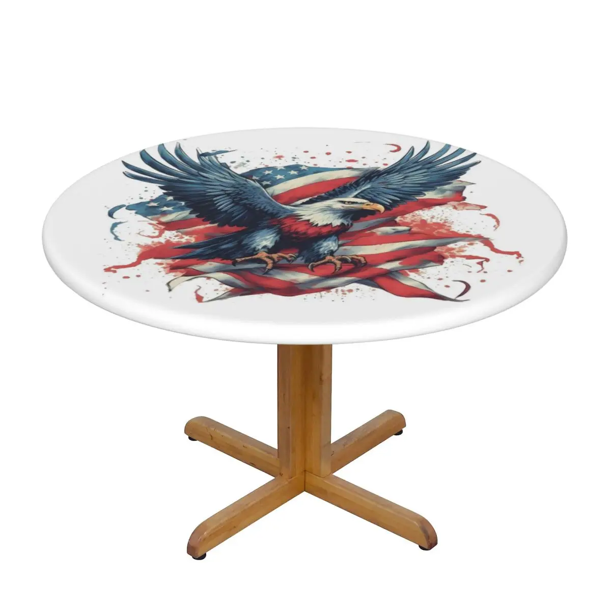American Heritage Eagle With US Flag Wings Waterproof Round Tablecloth Oilproof Table Cloth Kitchen Events Dining Table Cover