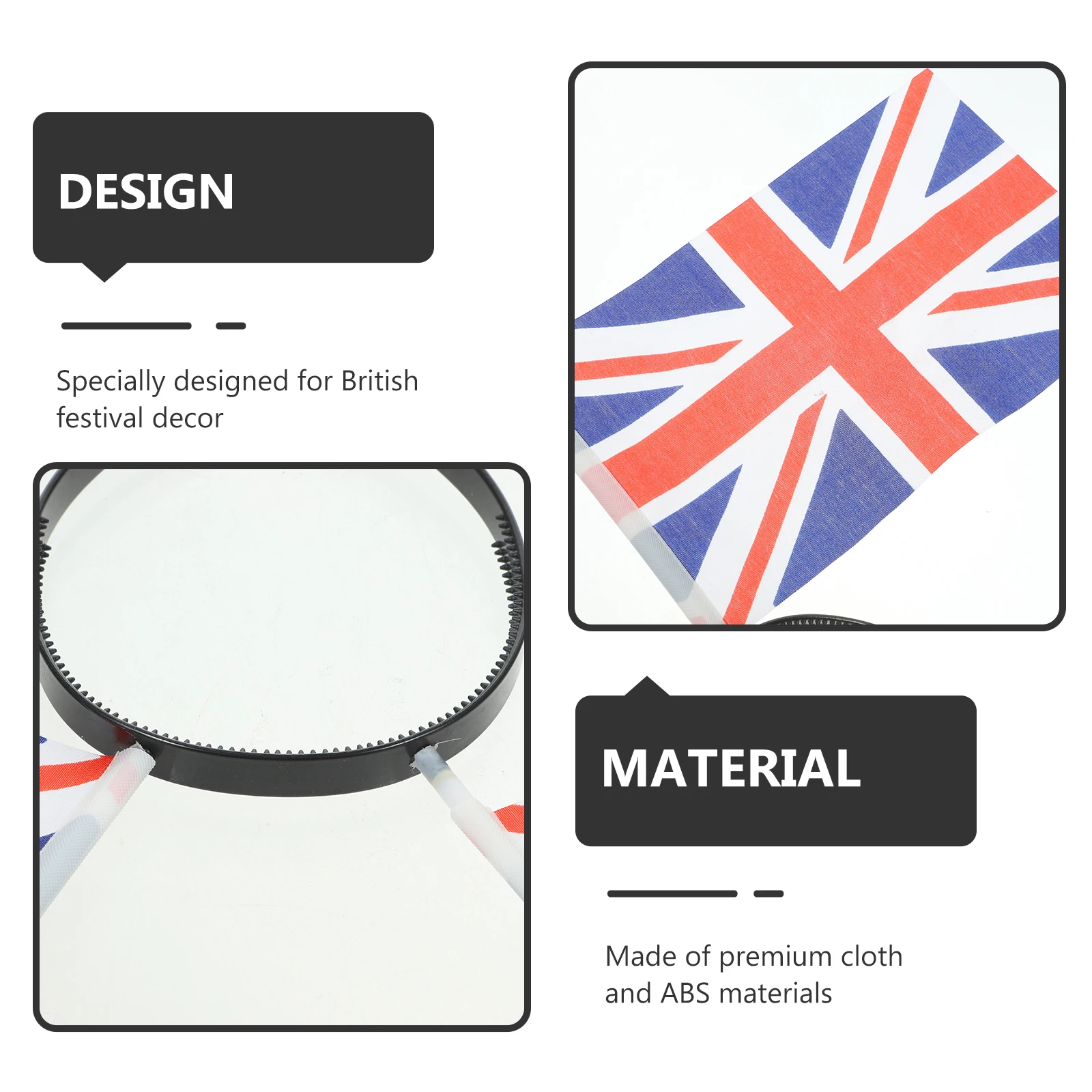 

Festival Headband Hairhoop Headdress Hairhoop Decor Masquerade Party Props British Flag Headdress Stretchy Universal Size