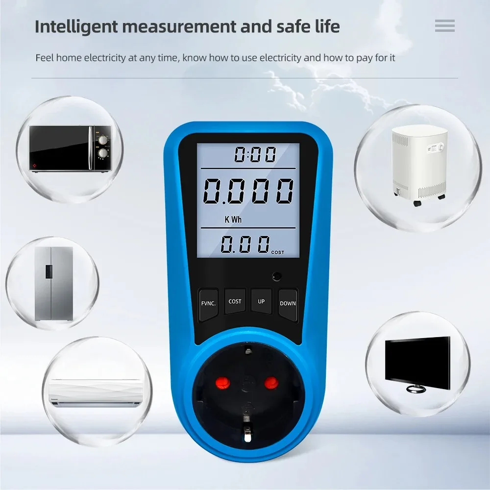 Digital Current Meter Power Meter Voltmeter Time Watt Power Energy Tester 50Hz Socket Analyzer EU US UK AU FR BR IT Plug