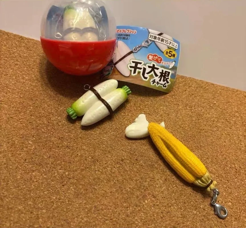Tarlin Japanese Mini Chili Bunch Keychain Dried Vegetable Radish Corn Charm Pendant Bag Purse Decor Gashapon Toy