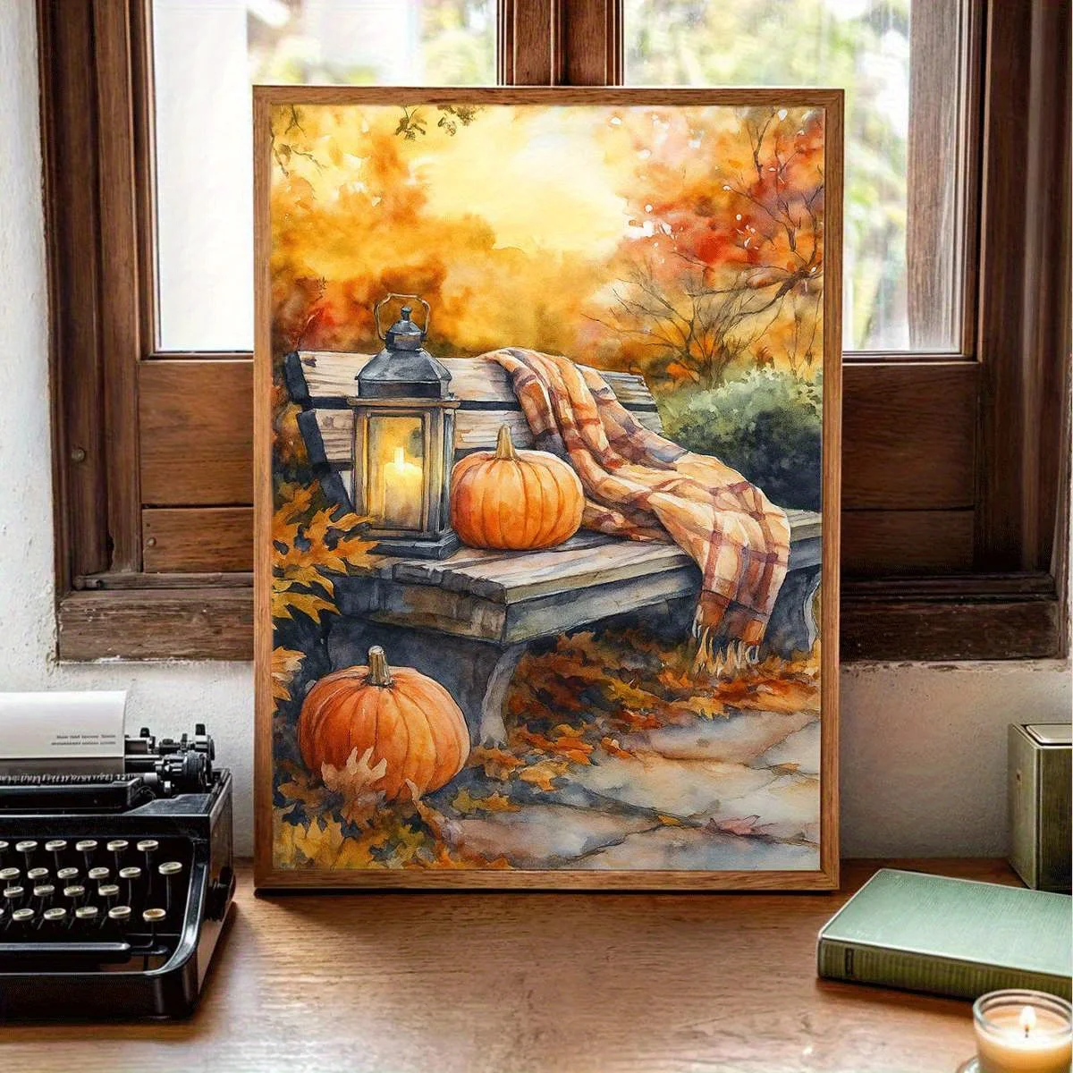 Frameless canvas paintings,Autumn Pumpkin Lanterns Harvest-themed Canvas Poster Modern Living Rooms Kitchens  Dining Areas As Ha